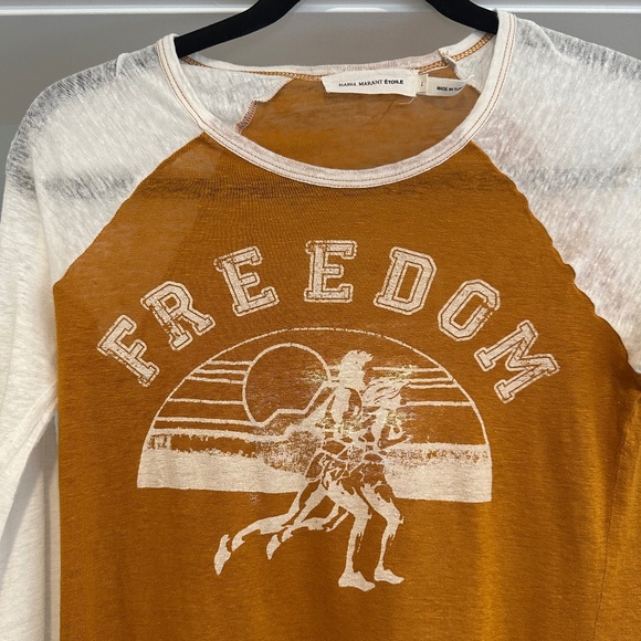 Étoile Isabel Marant Reed Baseball Jersey. 100% Distressed/Sheer Linen. Size L. - Picture 7 of 12